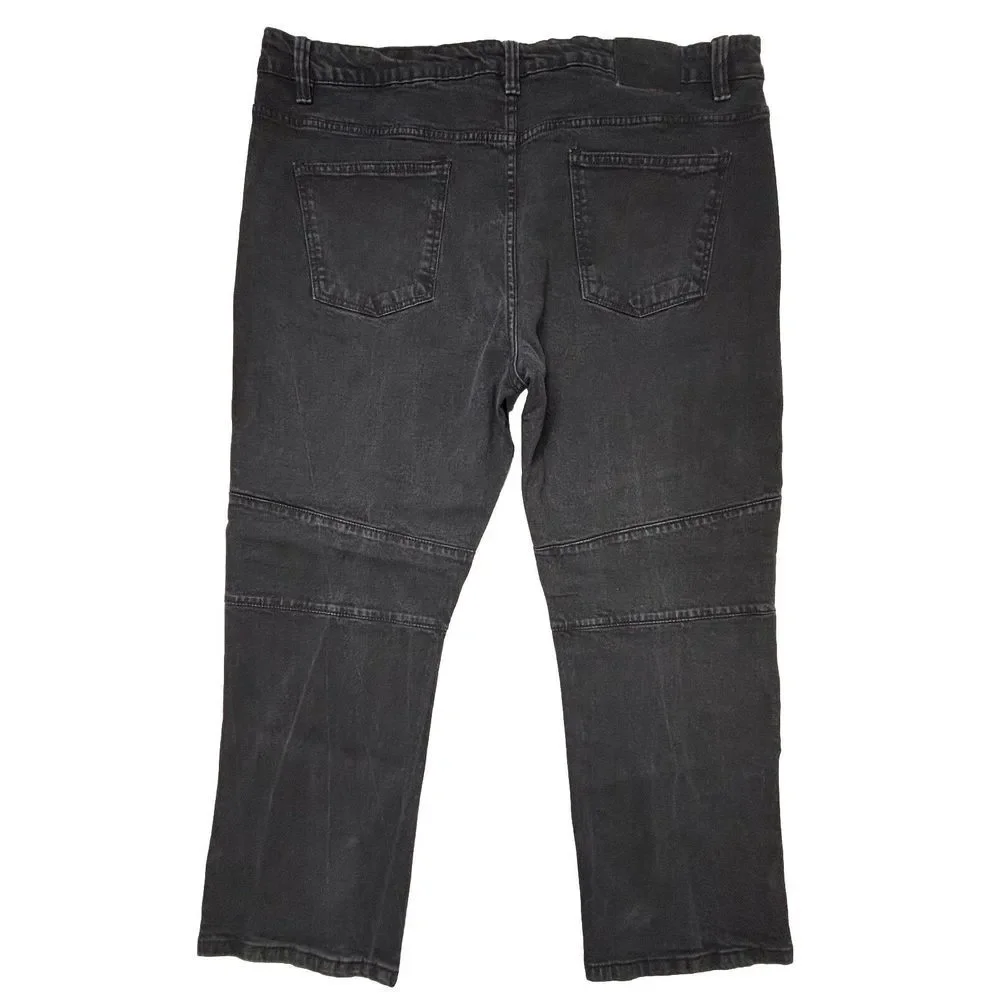 Marc Ecko Cut & Sew Moto Jeans Mens 46X30 Black Denim 100%‎ Cotton EUC